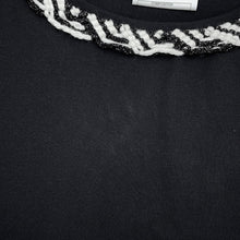 Load image into Gallery viewer, CHANEL French Sleeve Tweed Trim T-Shirt Size 38 Black Cotton100%