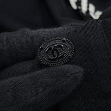 将图像加载到图库查看器中,CHANEL French Sleeve Tweed Trim T-Shirt Size 38 Black Cotton100%