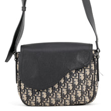 Load image into Gallery viewer, Dior Oblique Saddle Shoulder Bag Black/Navy Leather Canvas Size Mini