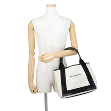 将图像加载到图库查看器中,BALENCIAGA Navy Kabas Natural/Black339933 Canvas Leather Size S