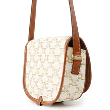 将图像加载到图库查看器中,CELINE Folco Triomphe Shoulder Bag White/Brown PVC Calf Leather Size Medium