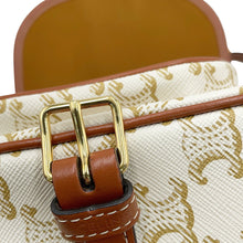 将图像加载到图库查看器中,CELINE Folco Triomphe Shoulder Bag White/Brown PVC Calf Leather Size Medium