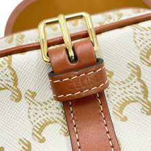 将图像加载到图库查看器中,CELINE Folco Triomphe Shoulder Bag White/Brown PVC Calf Leather Size Medium