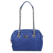 将图像加载到图库查看器中,PRADA Triangle Logo Quilted Shoulder Bag Blue1BB072 Nylon