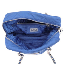 将图像加载到图库查看器中,PRADA Triangle Logo Quilted Shoulder Bag Blue1BB072 Nylon