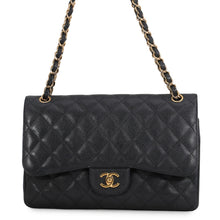 Load image into Gallery viewer, CHANEL Jumbo Matelasse Double Flap Chain Shoulder Bag BlackA58600 Caviar Leather Size 30