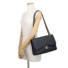 Load image into Gallery viewer, CHANEL Jumbo Matelasse Double Flap Chain Shoulder Bag BlackA58600 Caviar Leather Size 30