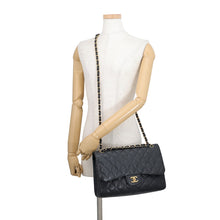 Load image into Gallery viewer, CHANEL Jumbo Matelasse Double Flap Chain Shoulder Bag BlackA58600 Caviar Leather Size 30