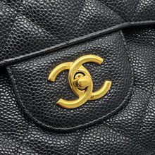 Load image into Gallery viewer, CHANEL Jumbo Matelasse Double Flap Chain Shoulder Bag BlackA58600 Caviar Leather Size 30
