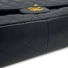 Load image into Gallery viewer, CHANEL Jumbo Matelasse Double Flap Chain Shoulder Bag BlackA58600 Caviar Leather Size 30