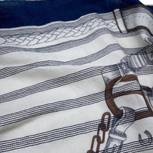 Load image into Gallery viewer, HERMES Giant Square Cheval des Chénées Size 140 Marine/Natural Cashmere70% Silk30%