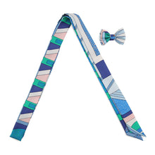 Load image into Gallery viewer, HERMES Twillon with ribbon Blue/Green/White Silk100%