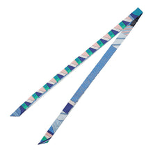 Load image into Gallery viewer, HERMES Twillon with ribbon Blue/Green/White Silk100%