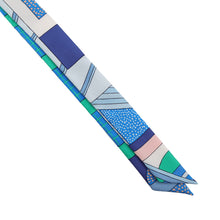 Load image into Gallery viewer, HERMES Twillon with ribbon Blue/Green/White Silk100%