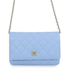 将图像加载到图库查看器中,CHANEL Matelasse Classic Chain Wallet Turnlock Light BlueAP0250 Caviar Leather