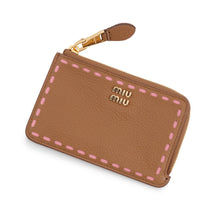 Load image into Gallery viewer, MIUMIU L-shaped zipper card holder Caramel/Petal Pink5MB066 Calf Leather