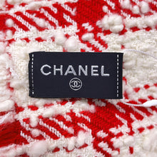 将图像加载到图库查看器中,CHANEL CC Logo TweedStole Red/WhiteAAC177 Wool85% Nylon14% Cotton1%