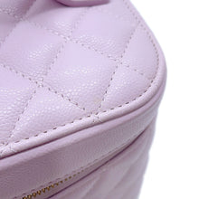 Load image into Gallery viewer, CHANEL Top Handle Matelasse CC Logo Vanity Bag Light PurpleAP2573 Caviar Leather
