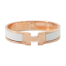 Load image into Gallery viewer, HERMES Clic H Bangle Size PM White Lacquer Gold Plated