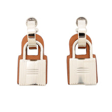 Load image into Gallery viewer, HERMES O'Kelly Earrings Gold Metal Swift Leather