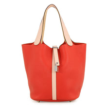 将图像加载到图库查看器中,HERMES Picotin Lock Touch Rouge Tomate/Rose Eglantine Taurillon Clemence Swift Leather Size MM