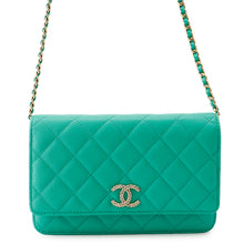 Load image into Gallery viewer, CHANEL Matelasse Classic Chain Wallet GreenAP0250 Caviar Leather