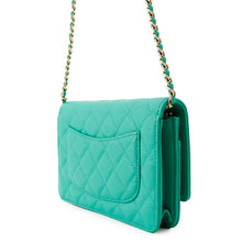 Load image into Gallery viewer, CHANEL Matelasse Classic Chain Wallet GreenAP0250 Caviar Leather
