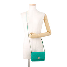 Load image into Gallery viewer, CHANEL Matelasse Classic Chain Wallet GreenAP0250 Caviar Leather