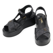 Load image into Gallery viewer, CHANEL Leather Sandals BlackG39918-X01000-94305 Lambskin Size 38 1/2
