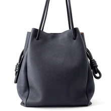 Load image into Gallery viewer, LOEWE Flamenco Knot Bicolor Tote Bag Midnight Blue/Black321.12.T30 Leather Size Large