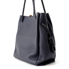 Load image into Gallery viewer, LOEWE Flamenco Knot Bicolor Tote Bag Midnight Blue/Black321.12.T30 Leather Size Large