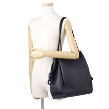 Load image into Gallery viewer, LOEWE Flamenco Knot Bicolor Tote Bag Midnight Blue/Black321.12.T30 Leather Size Large
