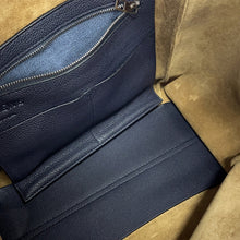 Load image into Gallery viewer, LOEWE Flamenco Knot Bicolor Tote Bag Midnight Blue/Black321.12.T30 Leather Size Large