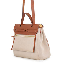 Load image into Gallery viewer, HERMES Herbag Zip Le Tourne Fauve/Ecru/Beige Toile H Vache Hunter Leather Size PM