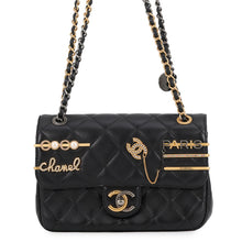 将图像加载到图库查看器中,CHANEL Matelasse Bag Charm Single Flap Chain Shoulder BlackAS2978-B07261-94305 Lambskin Rhinestone Faux Pearl