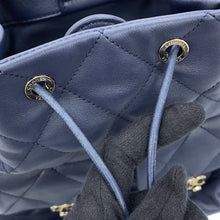 Load image into Gallery viewer, CHANEL Matelasse Drawstring Double Pocket Backpack NavyAS4342 Calf Leather