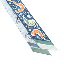 Load image into Gallery viewer, HERMES Twilly Cheetah Bandana GUEPARDS BANDANA Marine Clair/Blue Ciel/Vert Silk100%