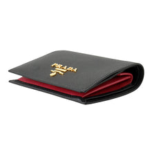 Load image into Gallery viewer, PRADA Saffiano Leather Multicolor Compact Wallet Black/Hibiscus1MV204_ZLP_F061H Saffiano LeatherLeather