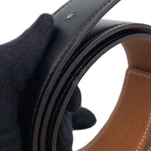 Load image into Gallery viewer, HERMES Tête de Cheval Belt Size 75 Black/Gold Box Calf Leather Togo Leather