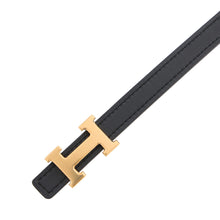 Load image into Gallery viewer, HERMES Belt buckle Mini H Leather belt 13 Size 70 Black/Gold Swift Leather Epsom