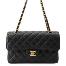 Load image into Gallery viewer, CHANEL Matelasse W Flap ChainShoulder Bag BlackA01113 Caviar Leather Size 23