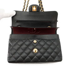 Load image into Gallery viewer, CHANEL Matelasse W Flap ChainShoulder Bag BlackA01113 Caviar Leather Size 23