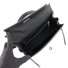 将图像加载到图库查看器中,HERMES Kelly Sellier Black/Ecru Swift Leather Toile H Size 25