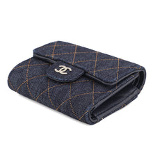 Load image into Gallery viewer, CHANEL CC Logo Classic Small Compact Wallet NavyAP0229 Denim