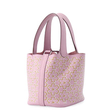 Load image into Gallery viewer, HERMES Picotin Lock Lucky Daisy Mauve Sylvestre/Cuivre/White Swift Leather Size micro