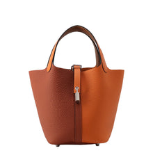 Load image into Gallery viewer, HERMES Picotin Lock Casaque2 Orange/Cuivre/Gold Taurillon Clemence Size PM