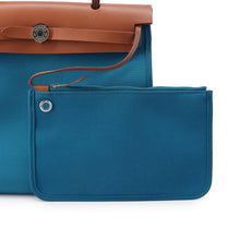 Load image into Gallery viewer, HERMES Herbag zip Blue de Galice/Fauve Toile Officier Vache Hunter Leather Size PM