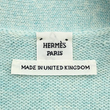 将图像加载到图库查看器中,HERMES Sellier Button Long Cardigan Size 36 Light Blue Cashmere100%