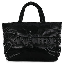 Load image into Gallery viewer, SAINT LAURENT PARIS Wide Puffer Logo Shopping Bag Black756269FACY81000 SilkTec Canvas