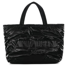 Load image into Gallery viewer, SAINT LAURENT PARIS Wide Puffer Logo Shopping Bag Black756269FACY81000 SilkTec Canvas